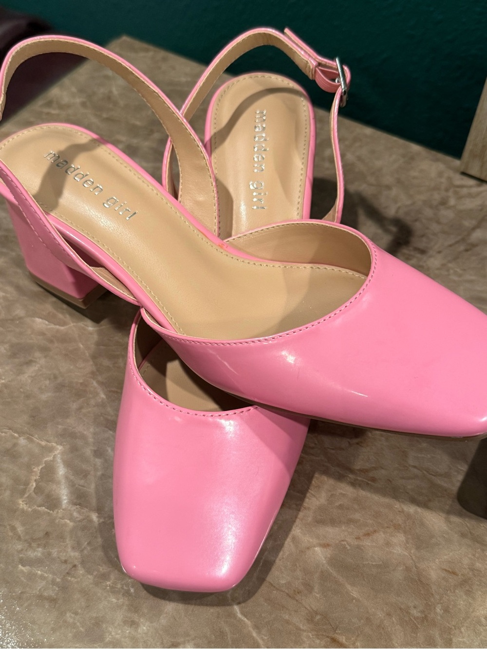 Madden Girl Bubblegum Pink Slingback Block Heels - Picture 6 of 7